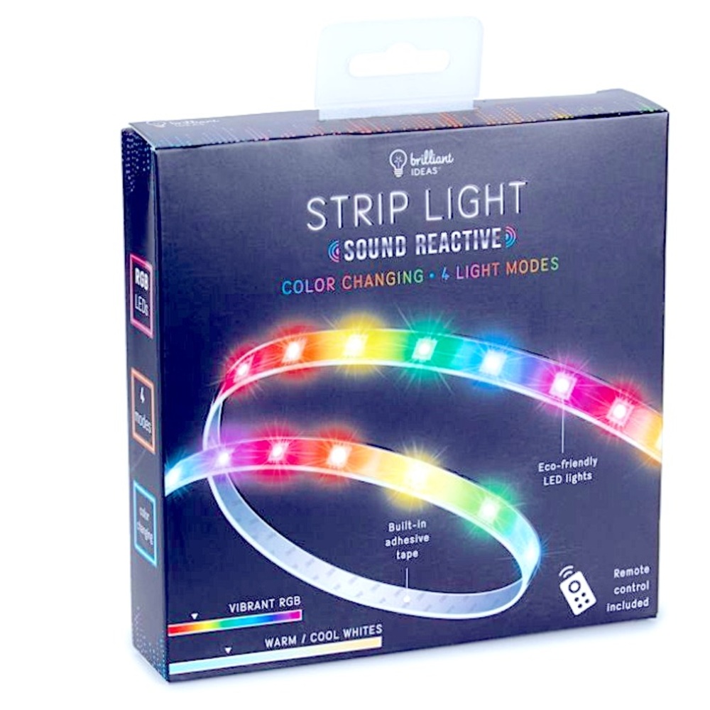 BRILLIANT IDEAS 💡Sound Reactive 🚥 Color Changing 🚥 Strip Light 6 ft + Remote